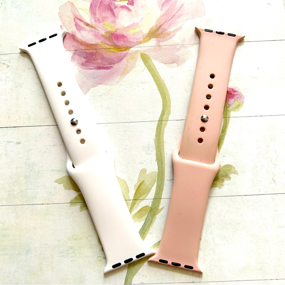 Apple Watch Pink and White Set of Bands fits iPhone 38/40/41 (not Apple brand)